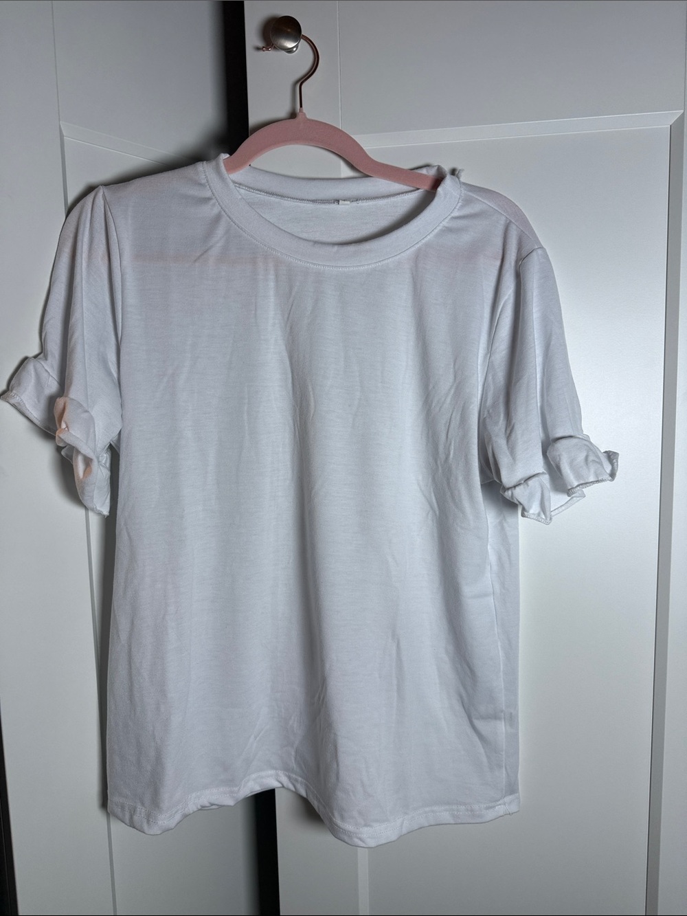 Classic White Short Sleeve Tee w/ Ruffle Detail